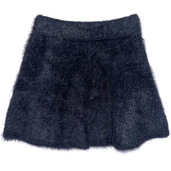 Zara Knitwear Girls Black Glitter Fuzzy A-Line Skirt Size 5 - Picture 1 of 10